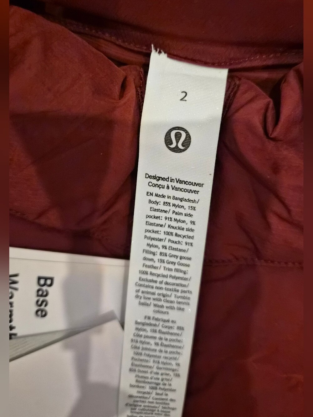 NWT- LuLuLemon Athletica Pack It Down Vest - Size 2 - Picture 5 of 6